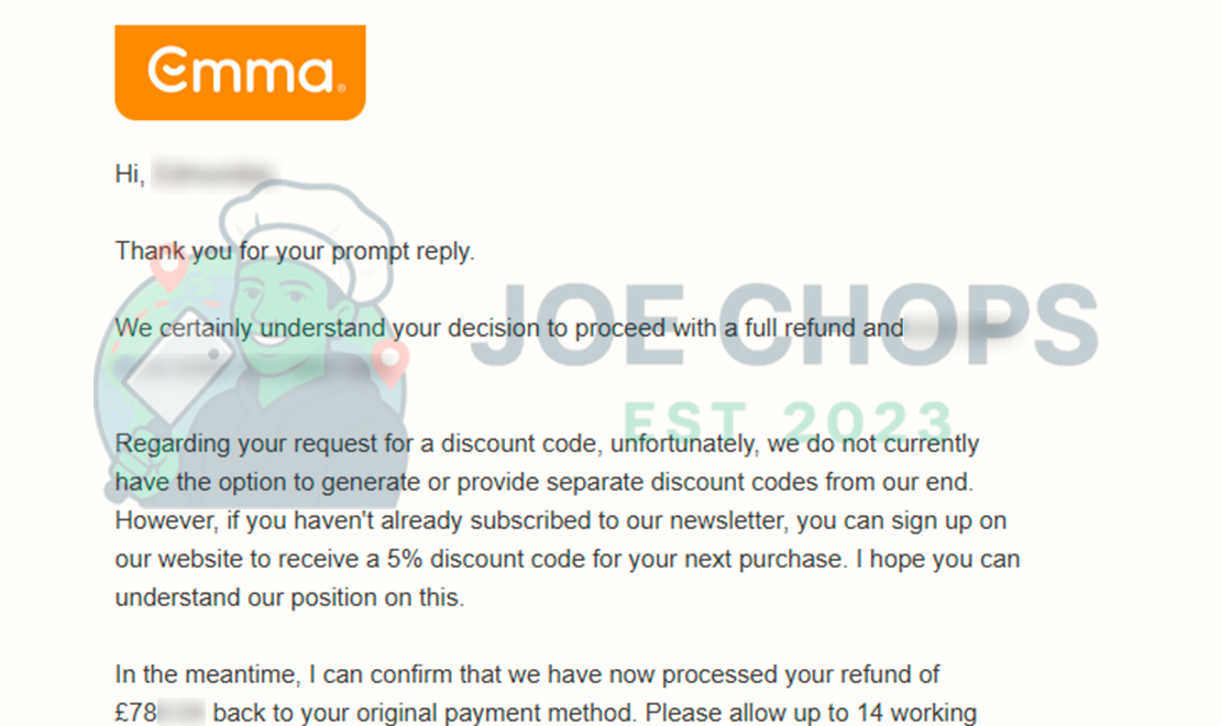 Emma Sleep Order Success